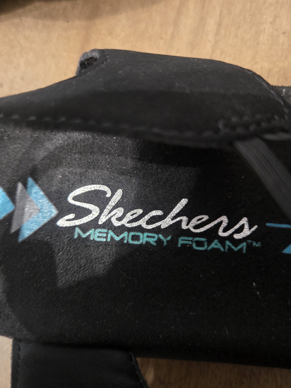 Skechers Black Sandals with Blue Aztec Footbed - Picture 7 of 8